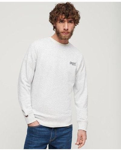 Superdry Slim Fit Embroidered Logo Essential Crew Sweatshirt - White