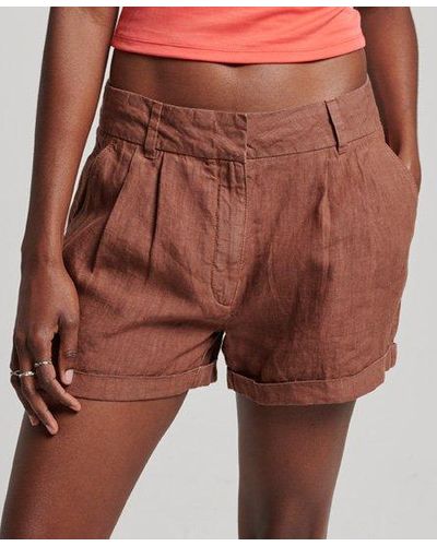 Superdry Studios Overdyed Linen Shorts - Brown