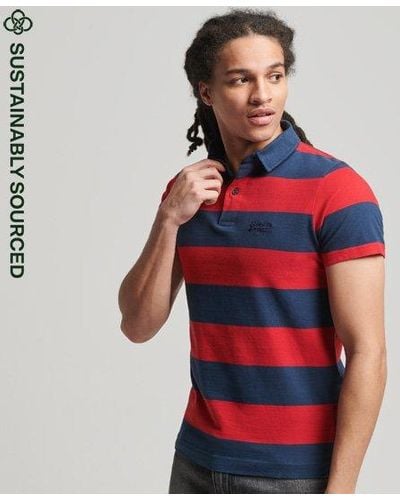 Superdry Organic Cotton Academy Stripe Polo Shirt - Red