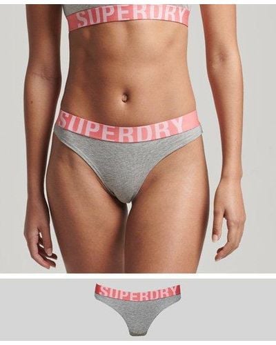 Superdry Bas de bikini en coton biologique avec grand logo - Blanc