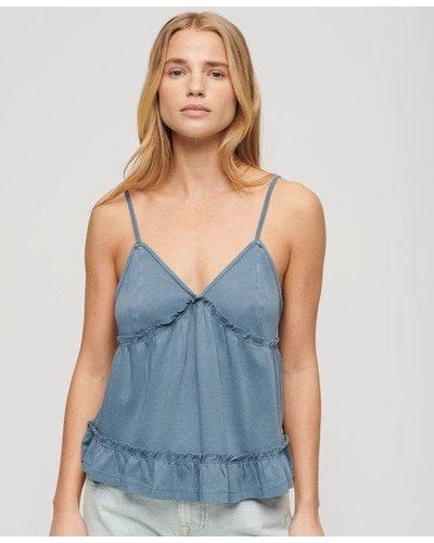 Superdry Tiered Jersey Cami Top - Blue
