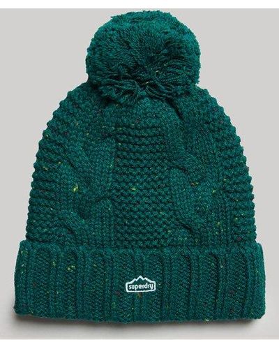 Superdry Cable Knit Bobble Beanie - Green