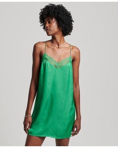 Superdry Satin Cami Mini Dress - Green
