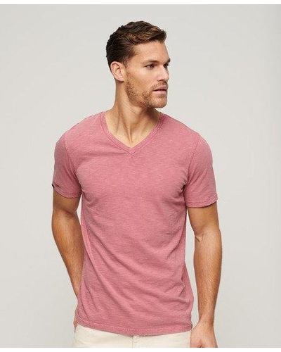 Superdry V-neck Slub Short Sleeve T-shirt - Pink