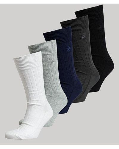 Superdry Coffret-cadeau chaussettes côtelées en coton bio - Bleu