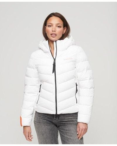 Superdry Hooded Microfibre Padded Jacket - White