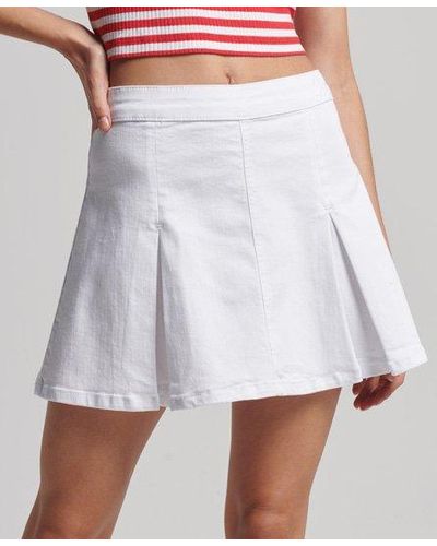 Superdry Jupe plissée vintage line - Blanc