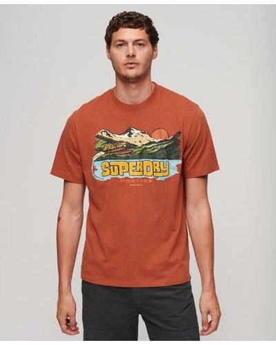 Superdry Travel Postcard Graphic T-shirt - Red