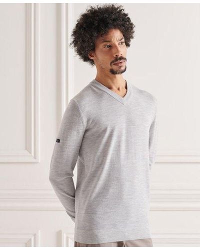 Superdry Merino V-neck Sweater - White