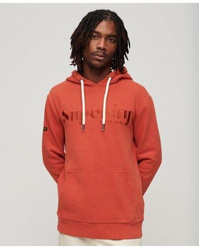 Superdry Terrain Logo Overdyed Hoodie - Red