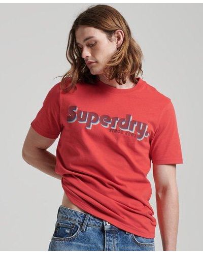 Superdry T-shirt classique à logo terrain - Rouge