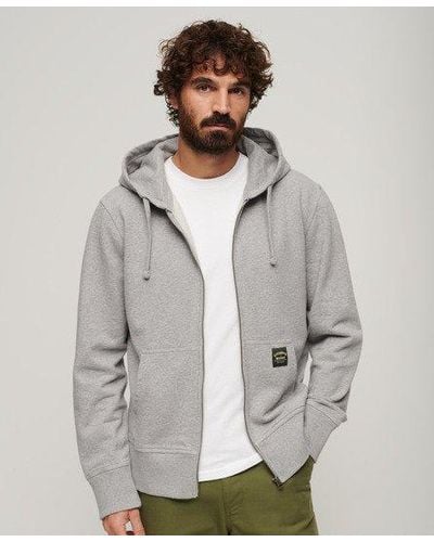 Superdry Contrast Stitch Relaxed Zip Hoodie - Grey