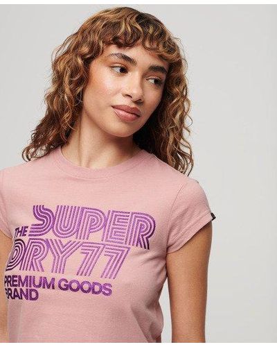 Superdry Retro Glitter Logo T-shirt - Purple