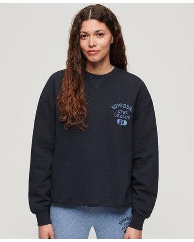 Superdry Athletic Essentials Loose Crop Crew Sweatshirt - Blue