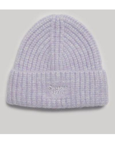 Superdry Rib Knit Beanie Hat - Purple