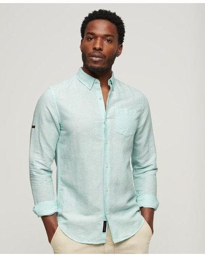 Superdry Organic Cotton Studios Linen Button Down Shirt - Green