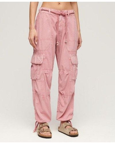 Superdry Lightweight Beach Cargo Trousers - Pink