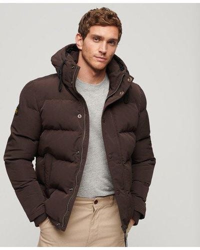 Superdry Fully Lined Everest Hooded Puffer Jacket - Brown