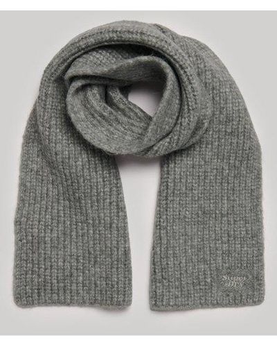Superdry Ribbed Knit Scarf - Gray