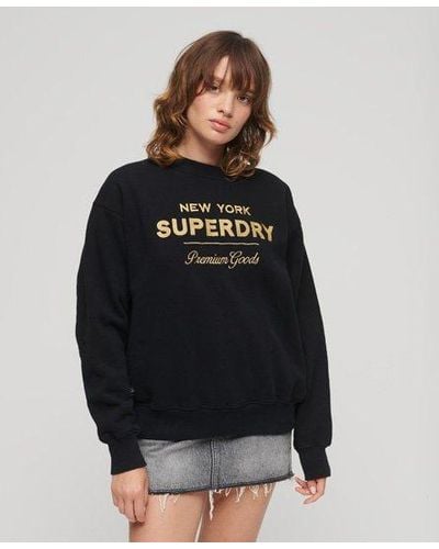 Superdry Luxe Metallic Logo Sweatshirt - Black