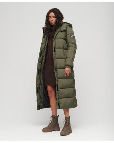 Superdry Classic Quilted Ripstop Longline Puffer Coat - Green