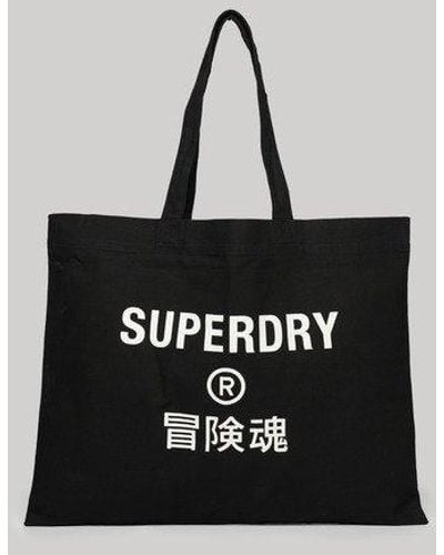 Superdry Logo Print Tote - Black