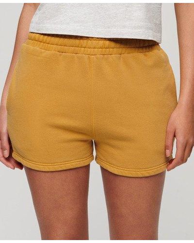 Superdry Loose Fit Embroidered Vintage Wash Sweat Shorts - Yellow
