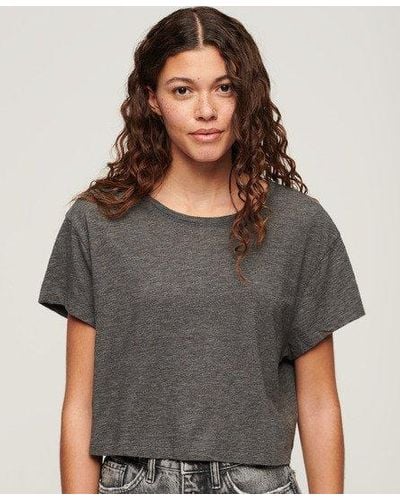 Superdry Slouchy Cropped T-shirt - Gray