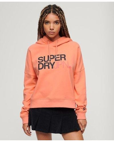 Superdry Sweat à capuche droit à logo sportswear - Orange