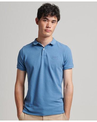 Superdry Organic Cotton Vintage Washed Pique Polo Blue