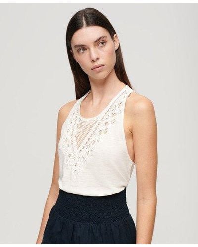 Superdry Jersey Lace Vest - White