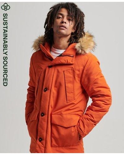 Superdry Hooded Everest Faux Fur Parka - Orange