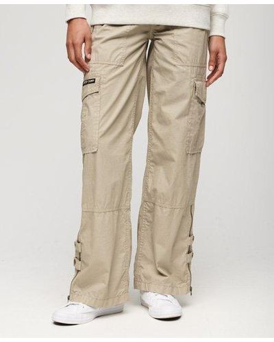 Superdry Low Rise Wide Leg Cargo Pants - Natural
