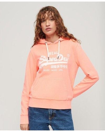 Superdry Neon Hoodie Met Print - Roze