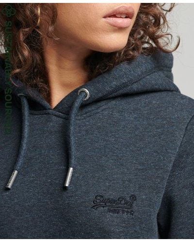 Superdry Organic Cotton Vintage Logo Embroidered Hoodie - Blue