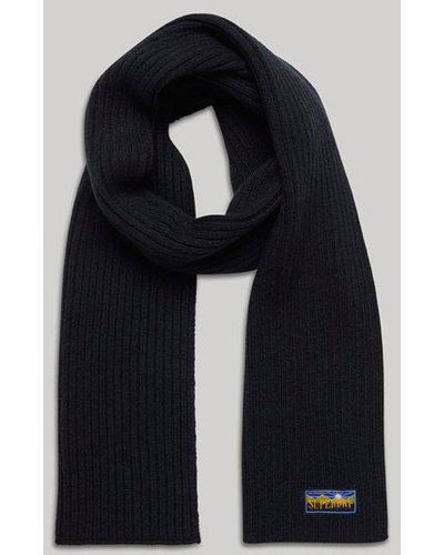 Superdry Wool Blend Radar Scarf Navy - Blue