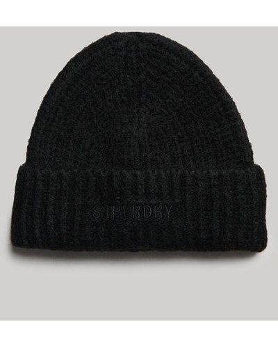 Superdry Bonnet côtelé essential - Noir