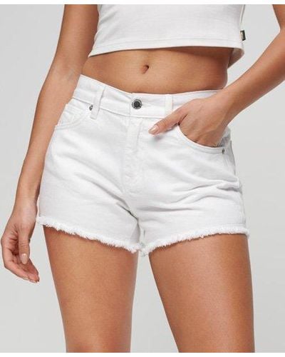 Superdry Short en jean taille haute - Blanc