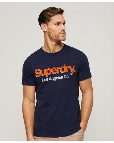 Superdry Klassiek Verwassen T-shirt Met Core-logo - Blauw