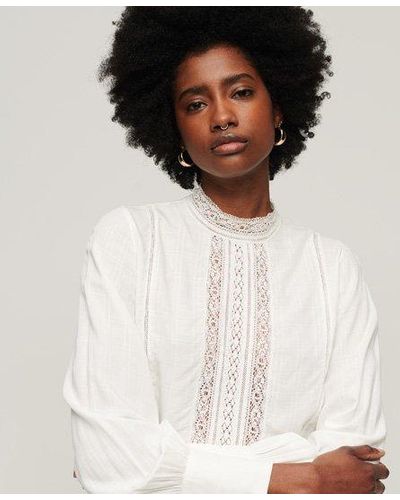 Superdry Studios Lace Mix Top - White