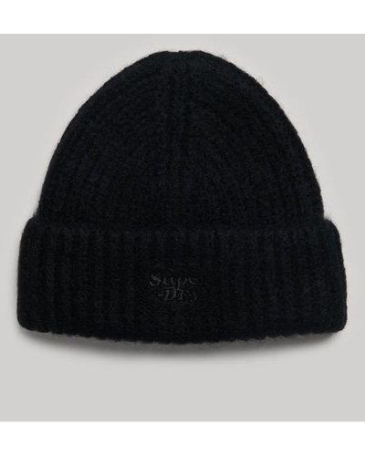 Superdry Rib Knit Beanie Hat - Black