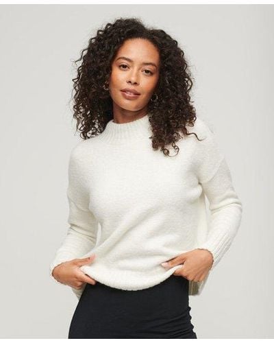 Superdry Classic Essential Mock Neck Sweater - White