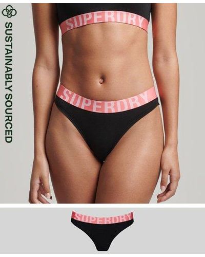 Superdry Organic Cotton Large Logo Bikini Briefs - Black