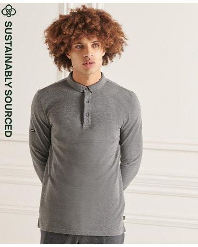 Superdry Studios Organic Cotton Pique Polo Shirt - Grey