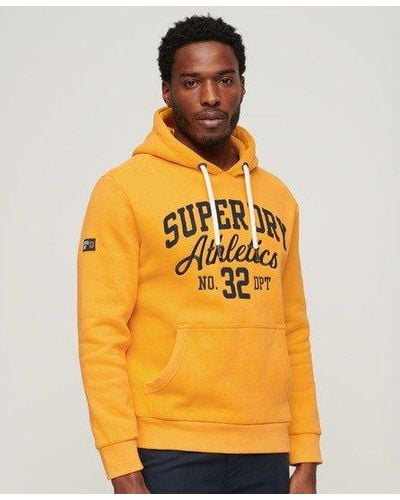 Superdry Classic Embroidered Logo Athletic Script Graphic Hoodie - Yellow