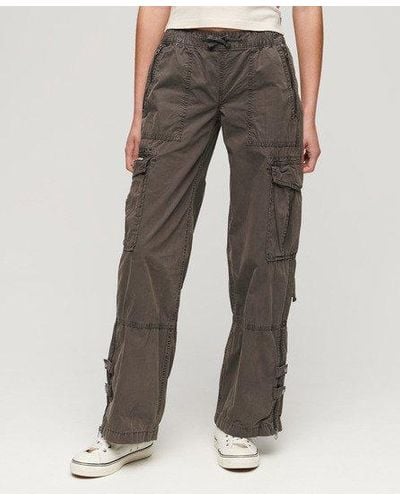 Superdry Vintage Low Rise Elastic Cargo Trousers - Grey