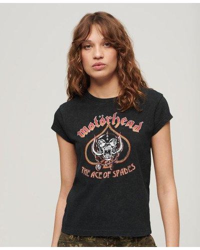 Superdry T-shirt à mancherons motörhead x - Noir