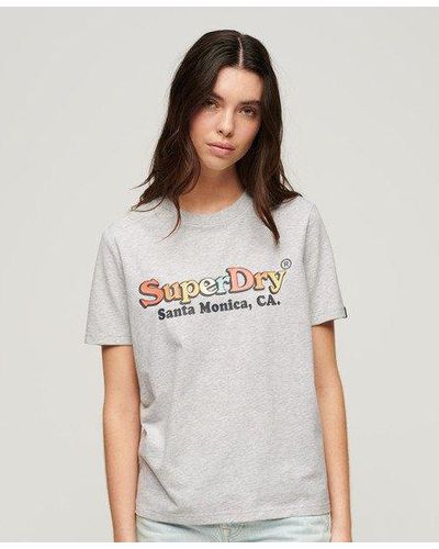 Superdry Rainbow T-shirt Met Logo En Relaxte Pasvorm - Wit