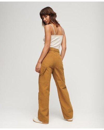Superdry Organic Cotton Vintage Wide Carpenter Trousers - Natural
