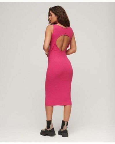 Superdry Knitted Backless Midi Dress - Pink